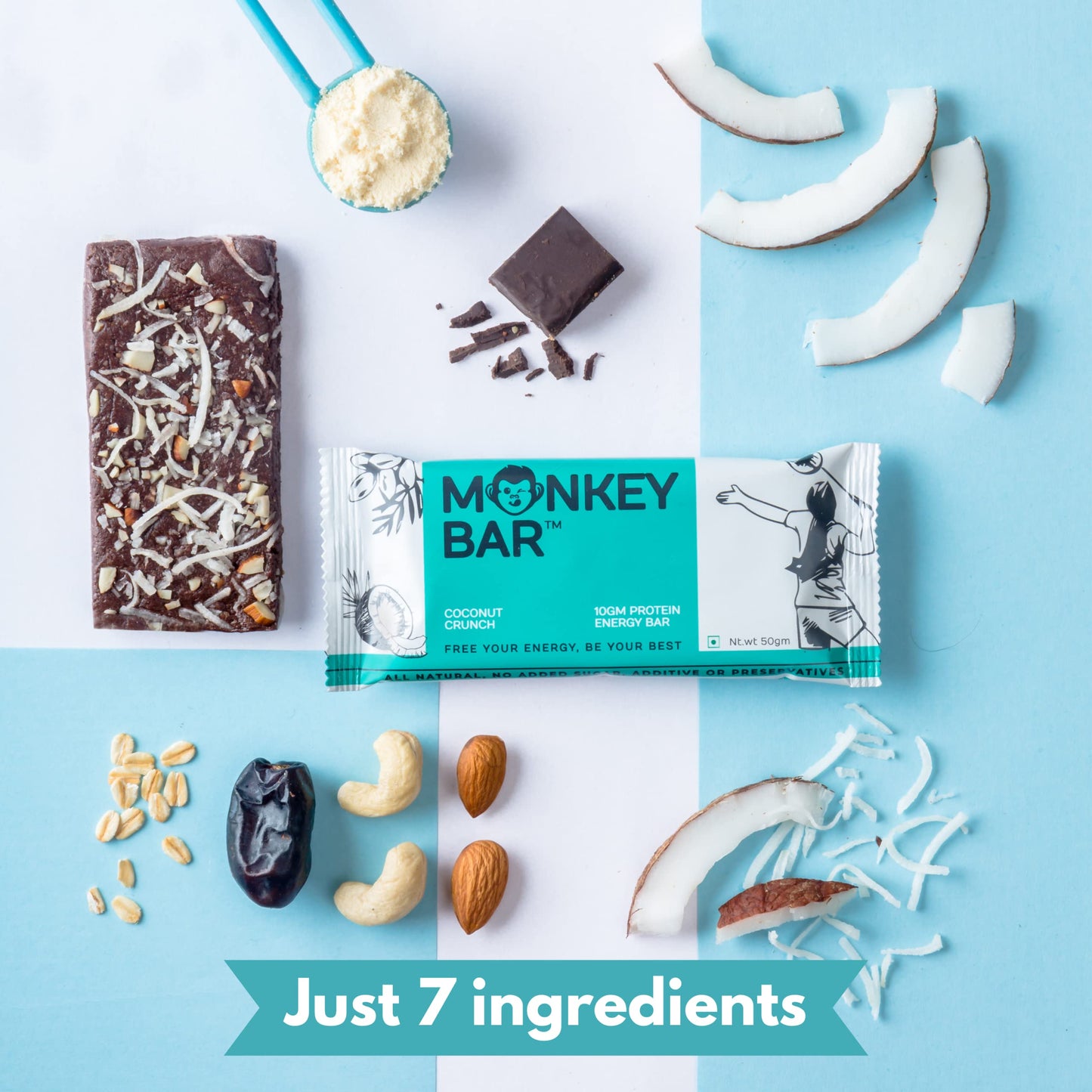 MONKEY BAR - Coconut Crunch Protein Bar - 8 Bars, 50g each, 10g Protein- image 6