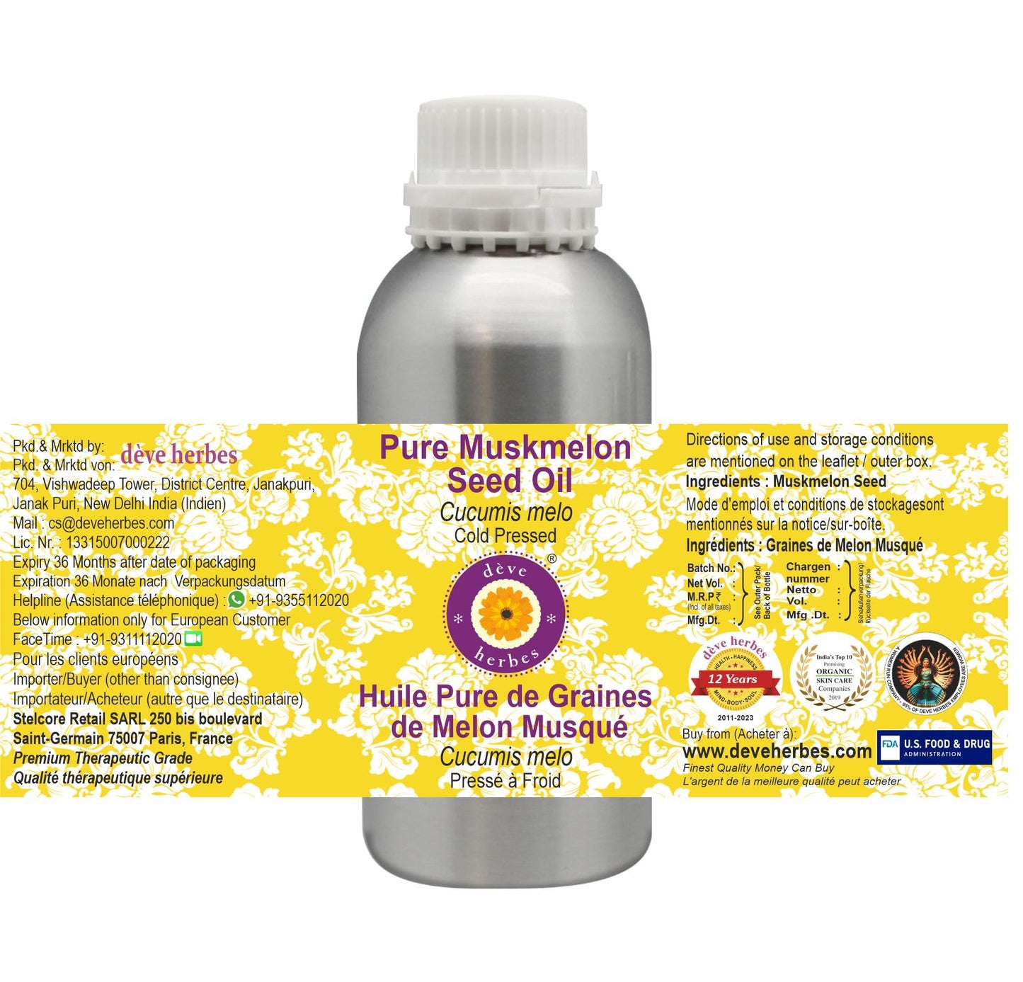 Deve Herbes Pure Muskmelon Seed Oil (Cucumis melo) Natural Therapeutic- image 7