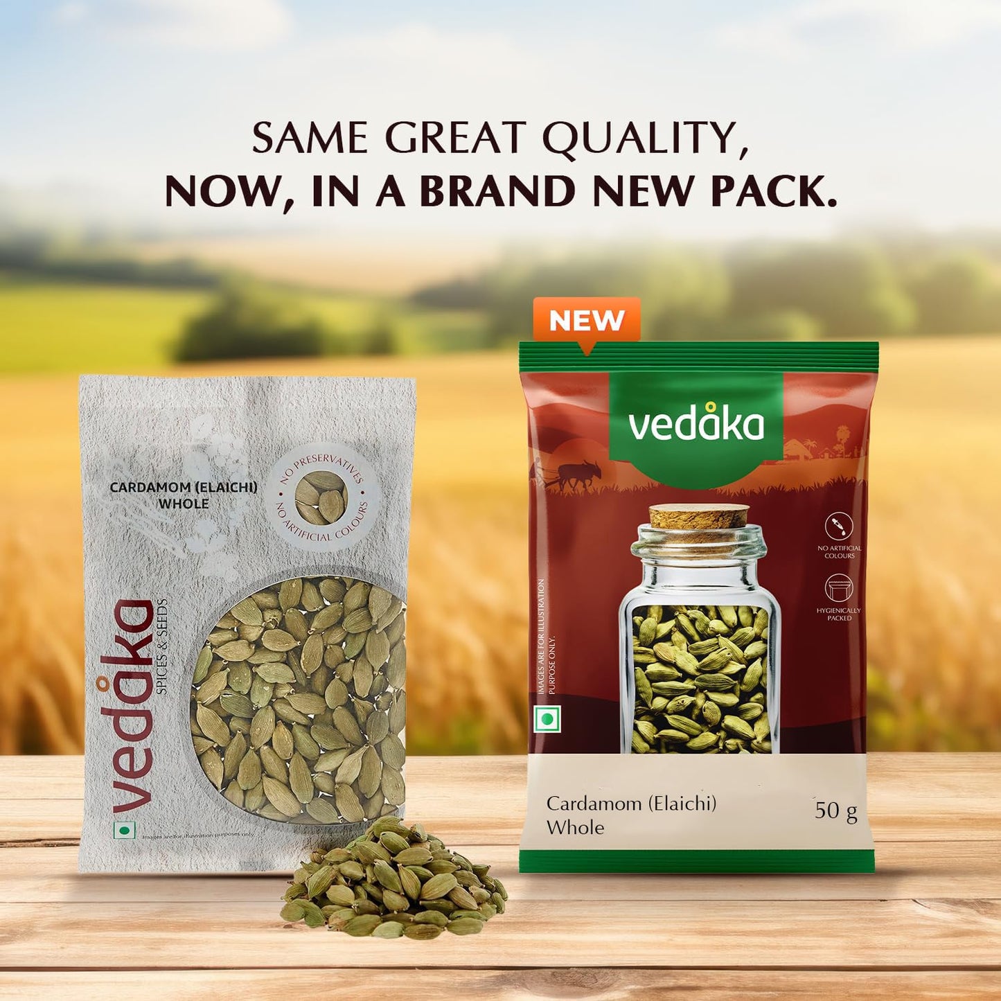 Amazon Brand - Vedaka Whole Cardamom (Elaichi), 50g