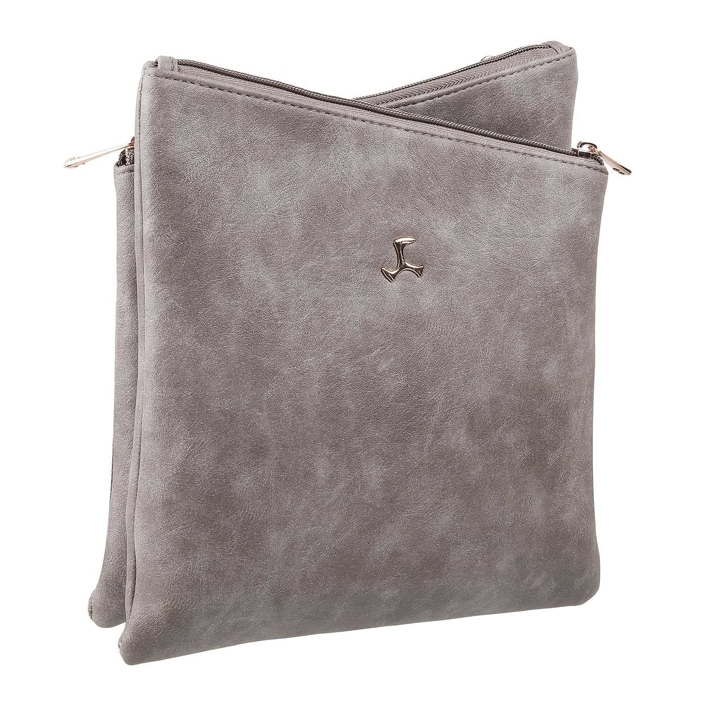 Mochi Women Grey Zip Top Sling Bag (66-7211)