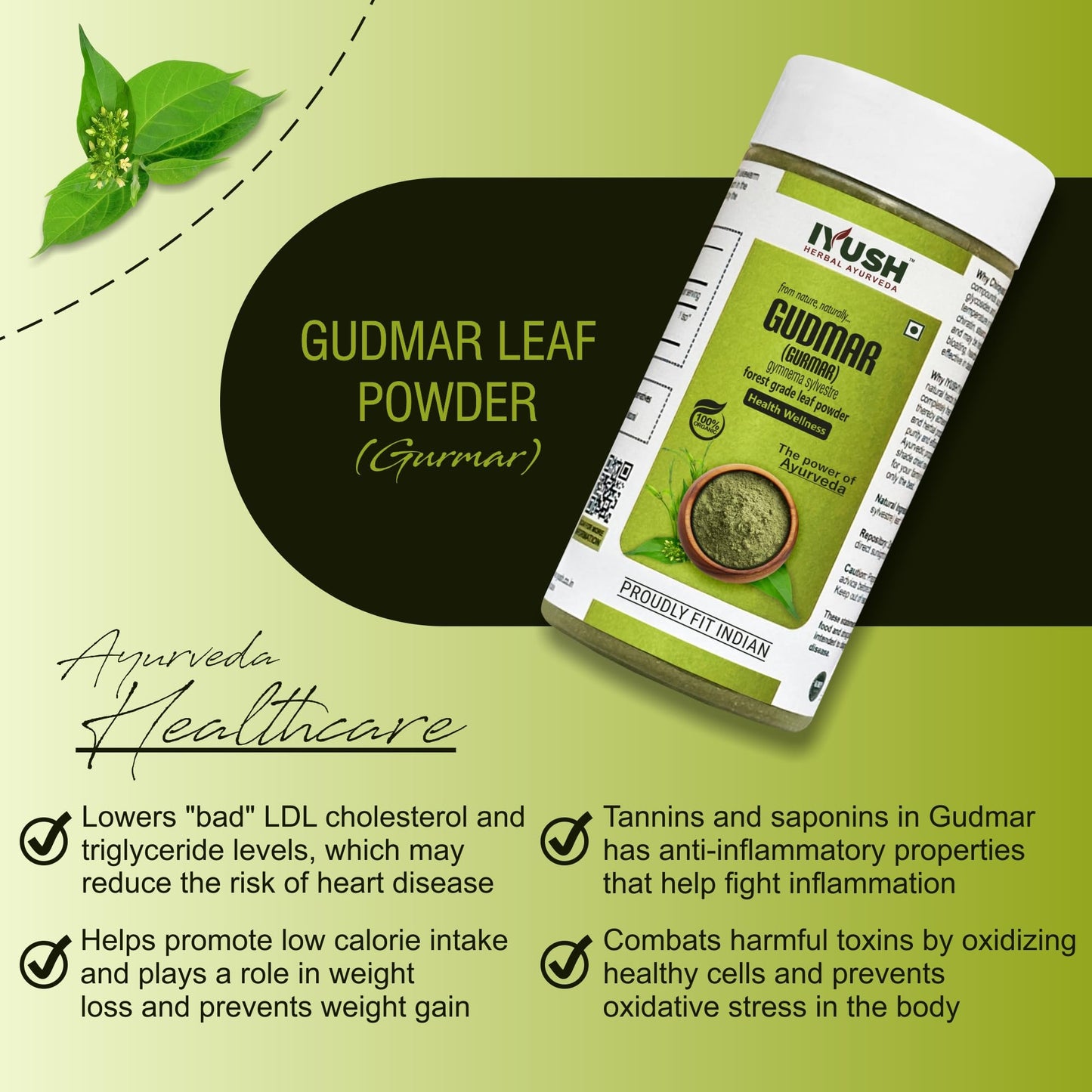 IYUSH Herbal Ayurveda Gudmar/Gurmar Powder - 100gm- image 6