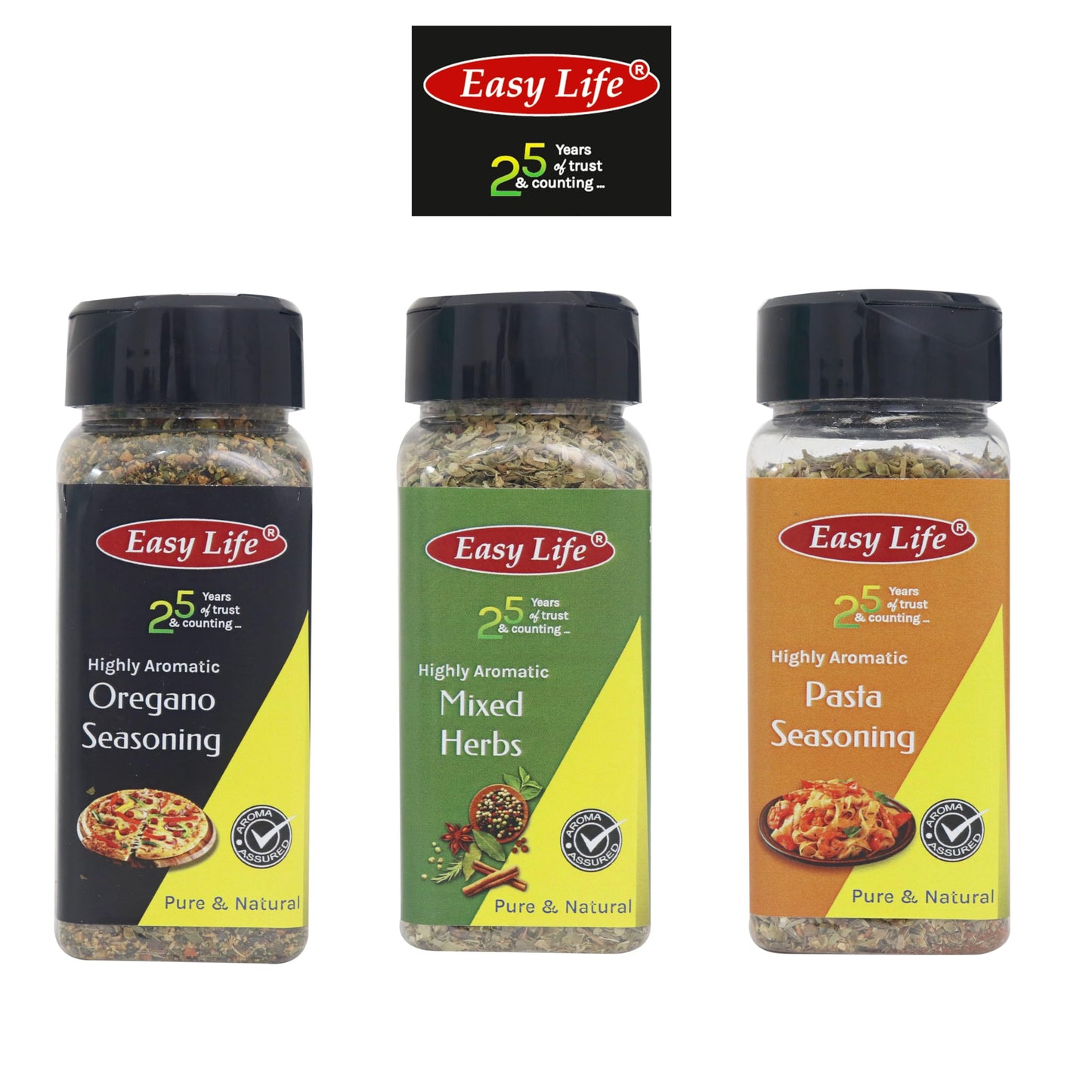Easy Life Oregano Seasoning 50g, Mixed Herbs 25g with Pasta Seasoning 25g (Combo of 3 Seasonings and Mix herb and Spice)