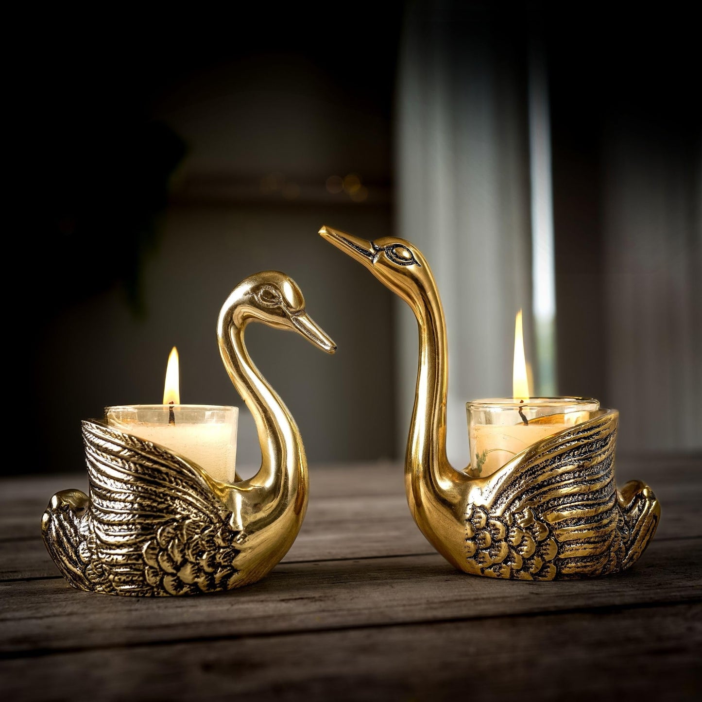 BEHOMA Metal Pair of Swans for Good Luck and Love | Candle Holder for H- image 9