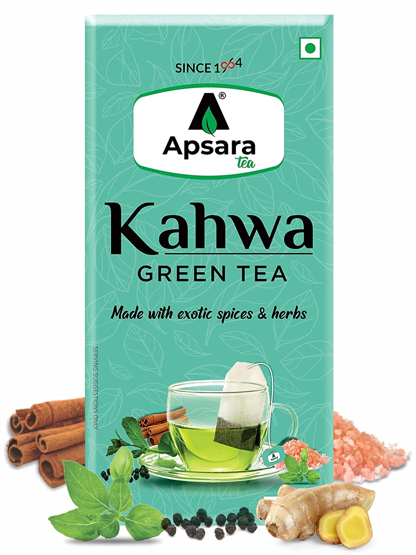 APSARA Detoxifying Kahwa Green Tea - 36 Tea Bags, Spiced Kashmiri Desi Kahwa Green Tea, Immunity Booster, Blended with Rock Salt, Tulsi, Cardamom, Cinnamon, Black Pepper, Ashwagandha Tea