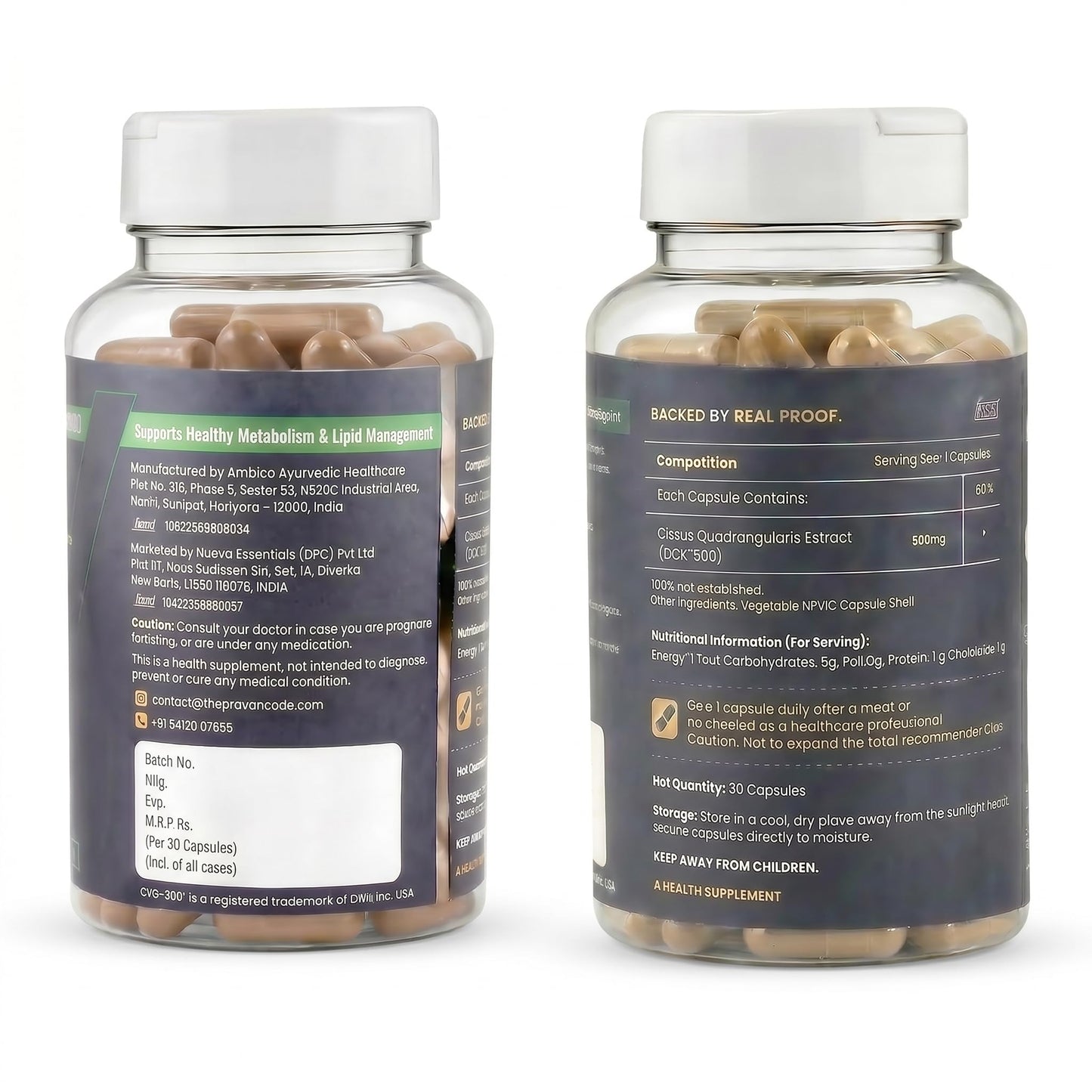 The Proven Code GLP-1 Boost | CQR-300® 300mg | Natural GLP-1 Support Supplement | Appetite Control, Craving Control | Cissus Quadrangularis Extract | 30 Veg Capsules