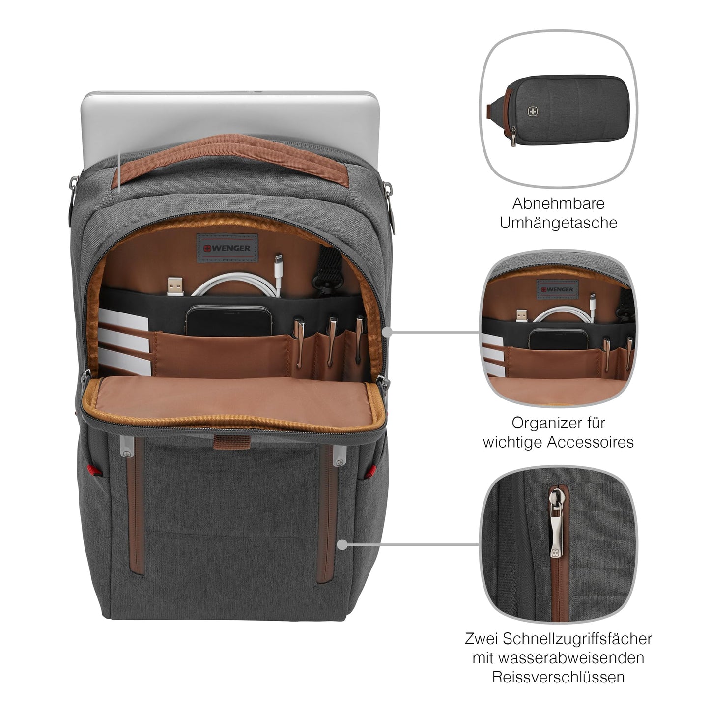 WENGER CITYUPGRADE 16 Inch Laptop Backpack with Satchel, Tablet Pocket- image 9