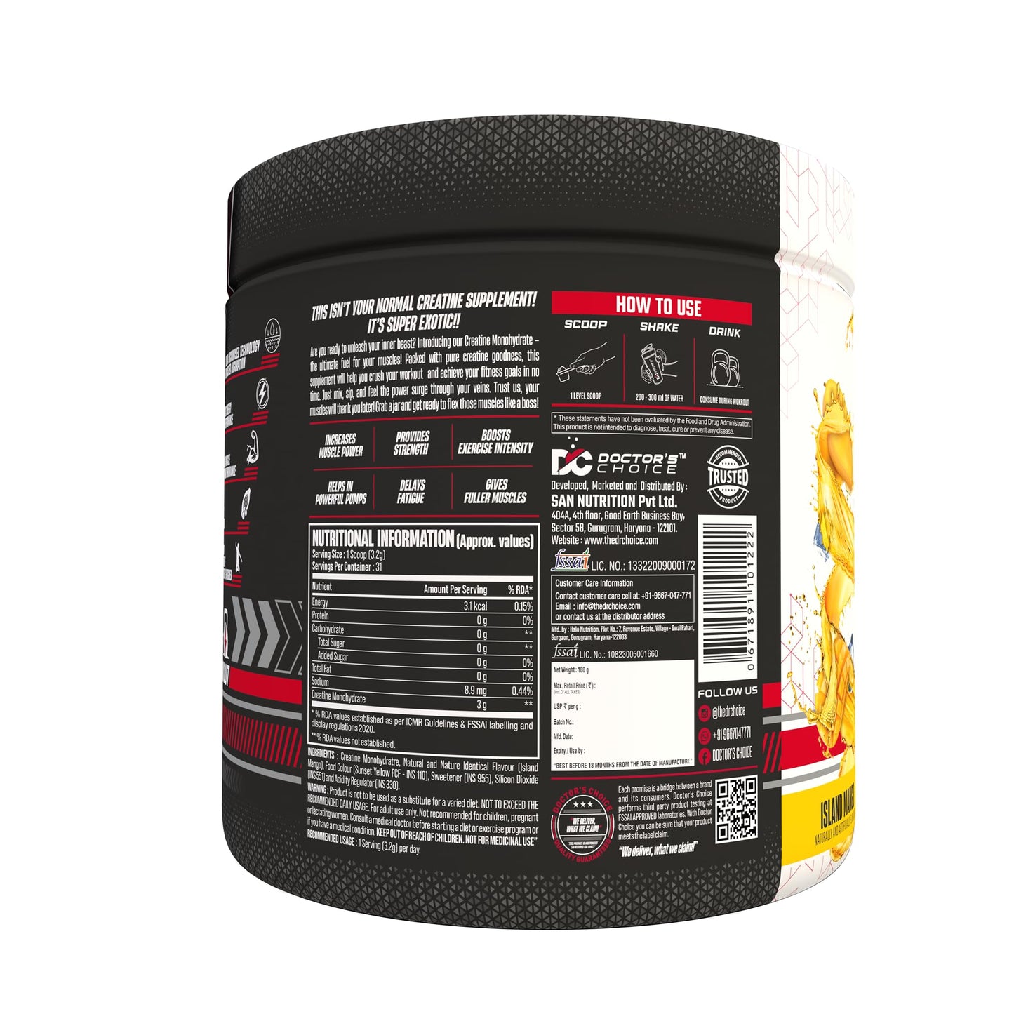 DC DOCTORS CHOICE Creatine Monohydrate, 33 Serving 100 gms (Island Mang- image 7