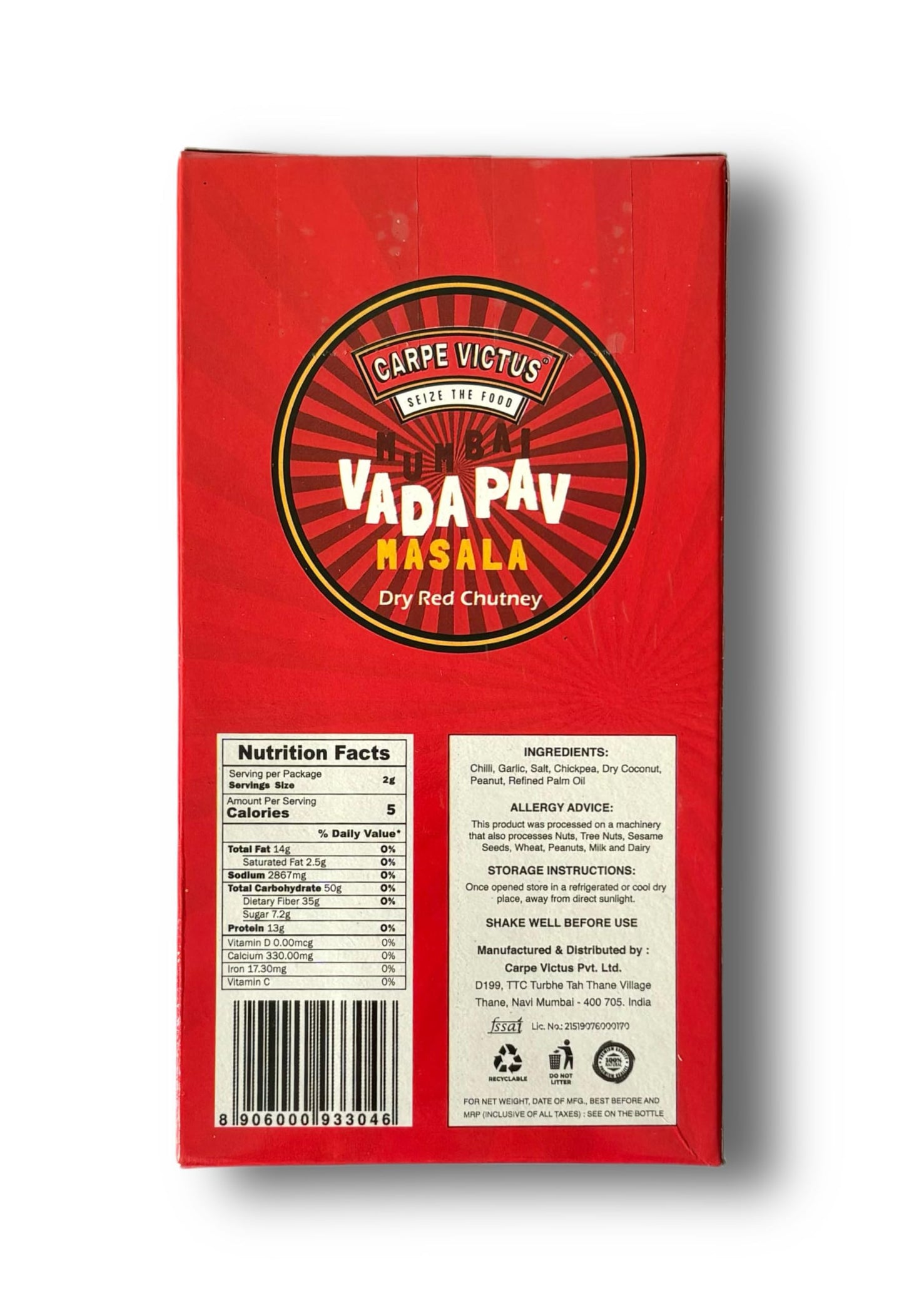Carpe Victus Authentic Mumbai Vada Pav Masala Powder Mix - 100g | Ready-to-Use Vada Pav Dry Chutney | Spicy & Flavorful Indian Seasoning