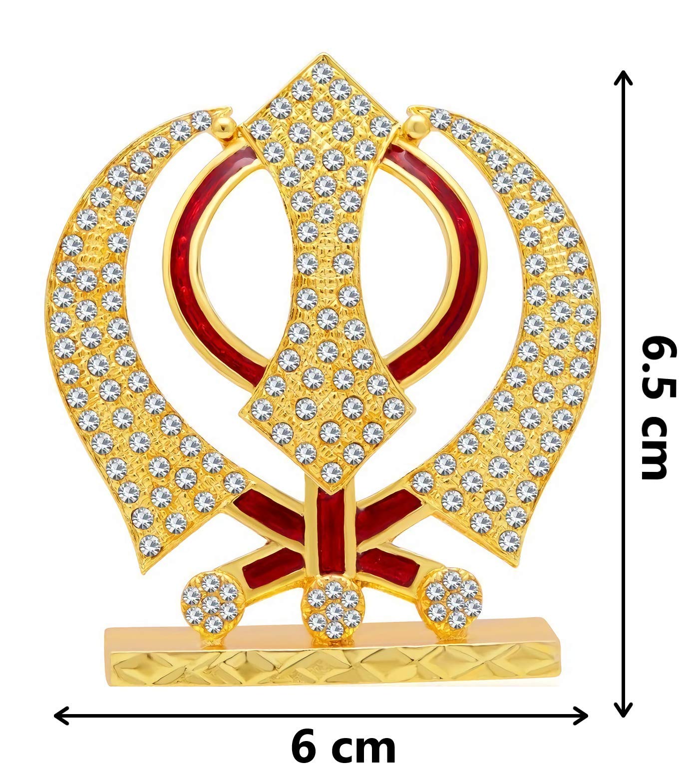 Sikh Religious Symbol Khanda Sahib Idol (B-34) Red Gold Metal Statue fo- image 2