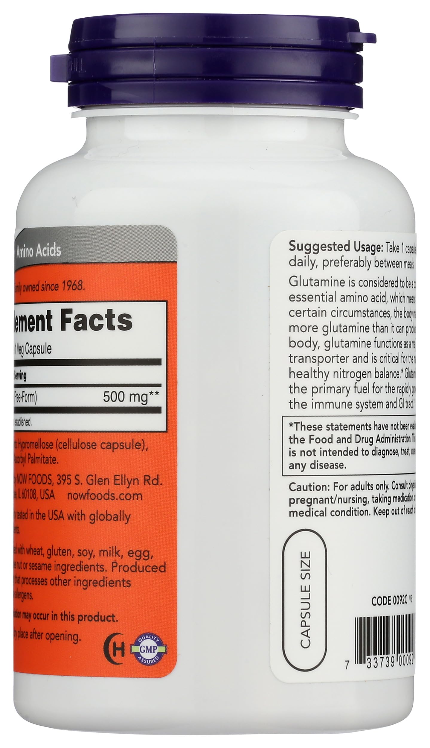 NOW Foods - L-Glutamine 500 mg 120 caps- image 8