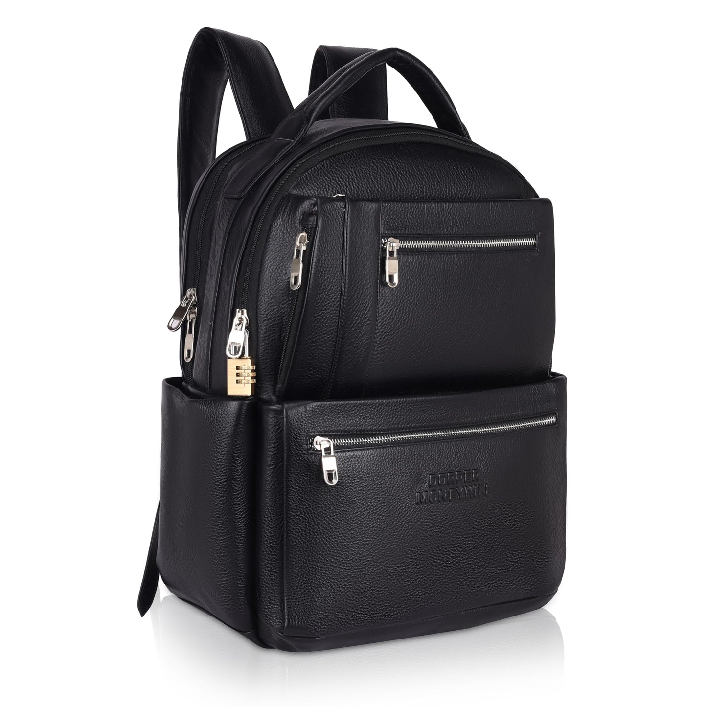 DORPER MONEY HILL Genuine Leather Backpack laptop Bag Stylish Durable Office Use Professional Bag for Men Women (ELITE BLACK, Leather)