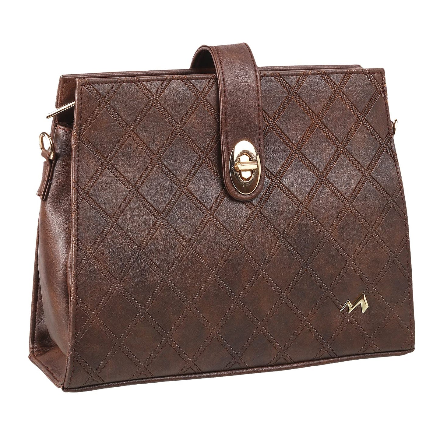 Metro Brown Faux Leather Premium Zipper Casual Sling Bag For Women (66-7208)