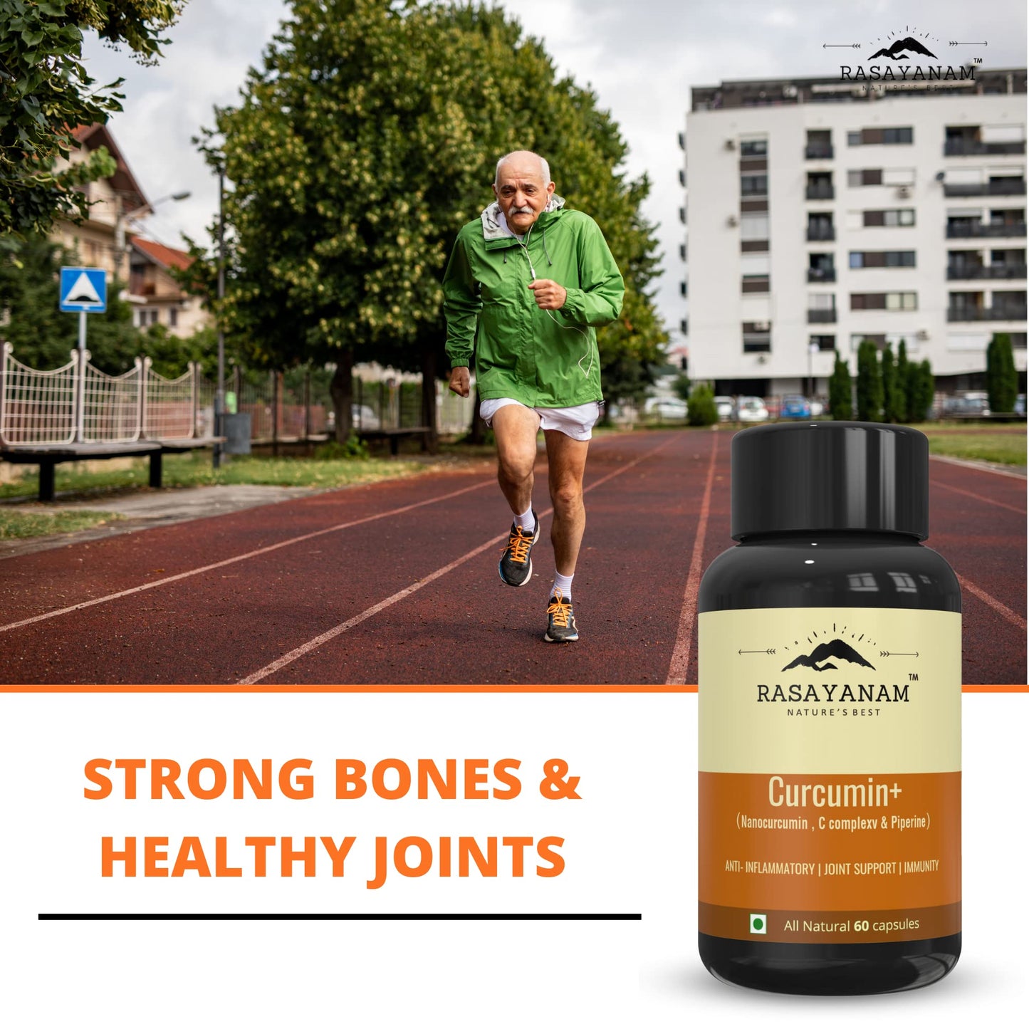 Rasayanam Curcumin+ 1500mg | Extra Pure Nano Curcumin capsules with Bioperine | Turmeric & Black pepper extract | Joint Support Supplement for men & women