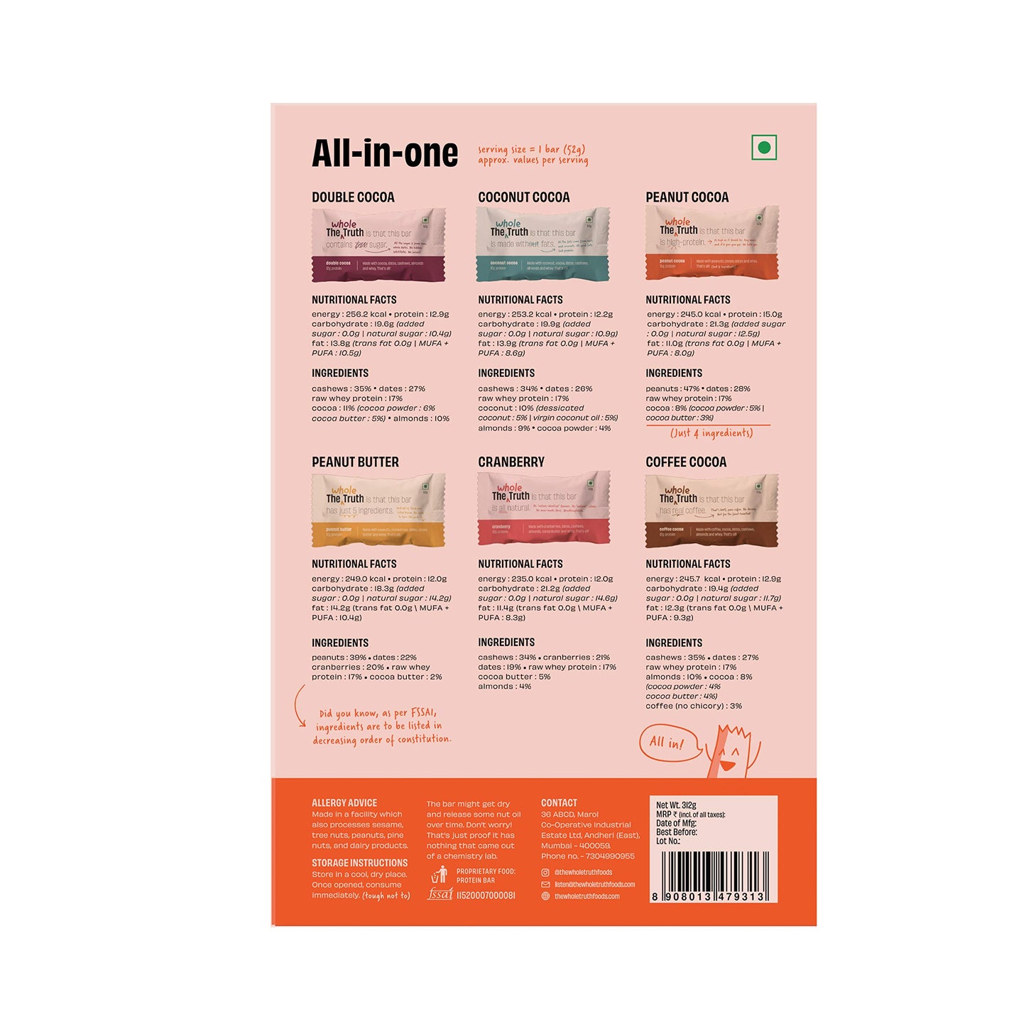 The Whole Truth - Protein Bars | All-in-One | Pack of 6 x 52 g each | N- image 6