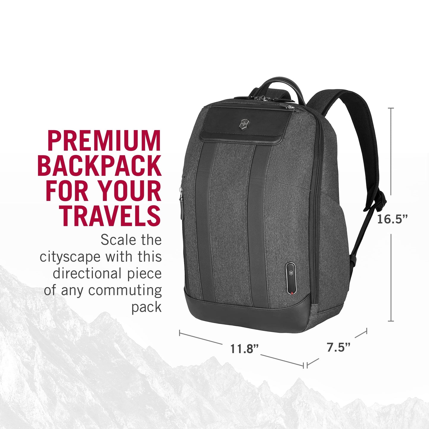 Victorinox Architecture Urban 2.0, City Backpack, 14" Laptop Backpack with Tablet Pocket, Melange Grey (611955), M