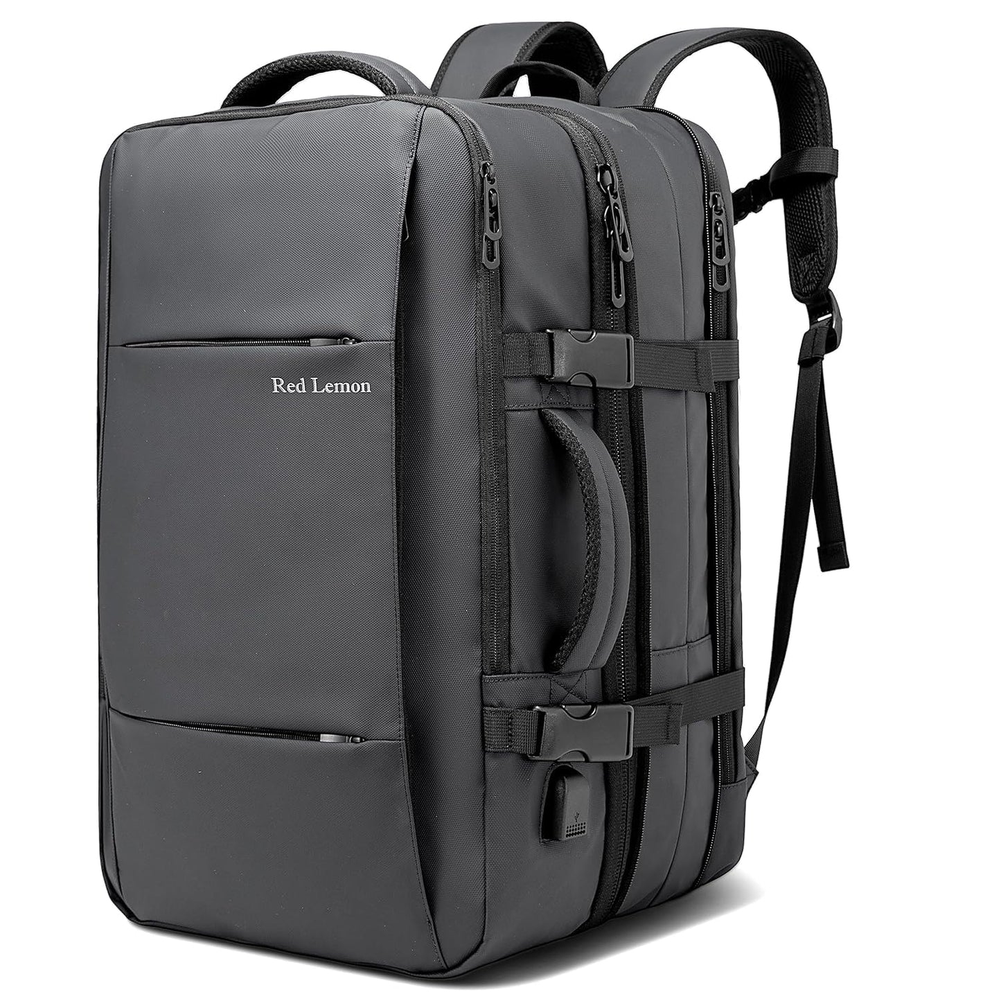 BANGE High Capacity Expandable Water Resistant 15.6 inch Laptop Backpack with USB Charging (Black 35L)