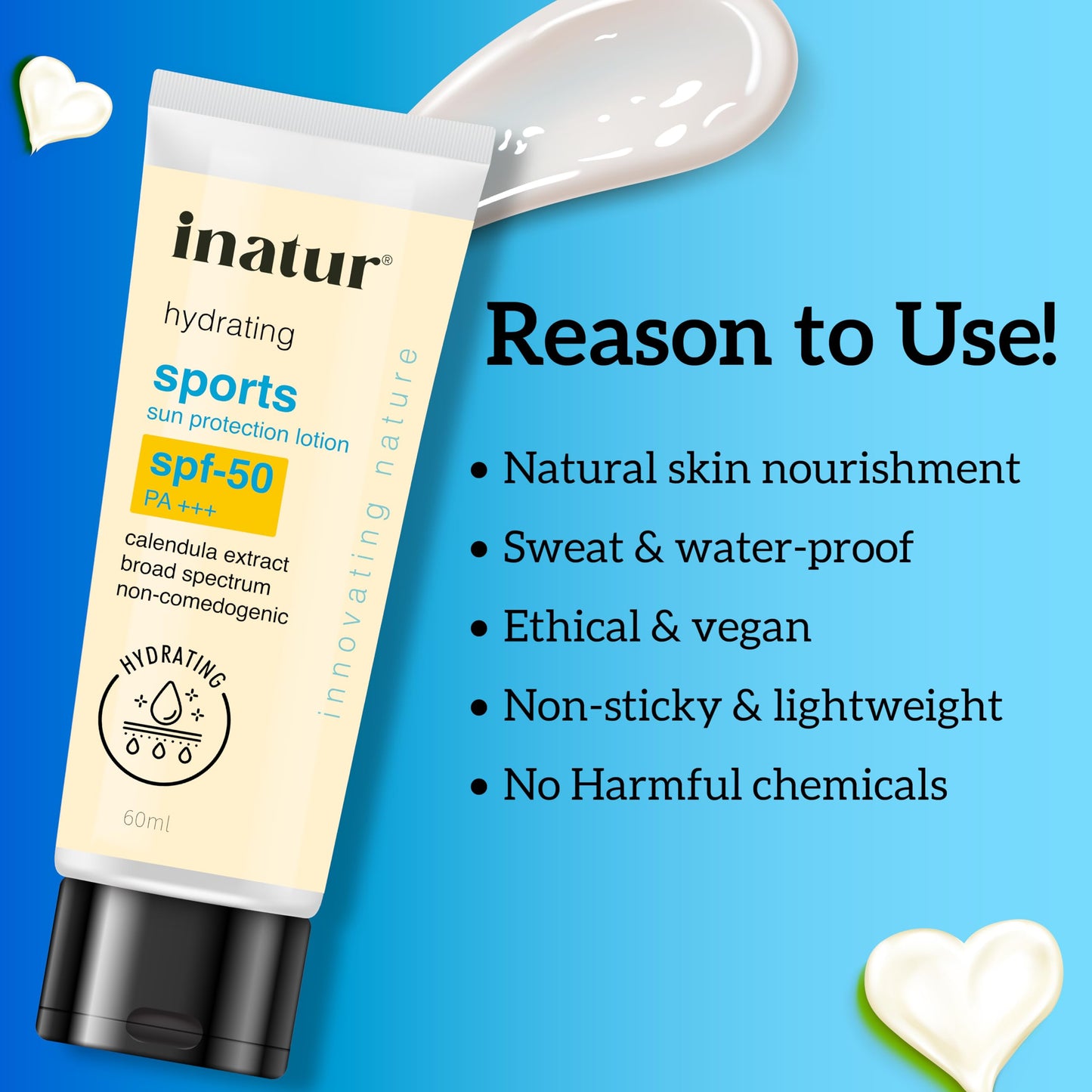 inatur Sports Sun Protection Lotion SPF50|Sweat and Water Proof| For Al- image 9