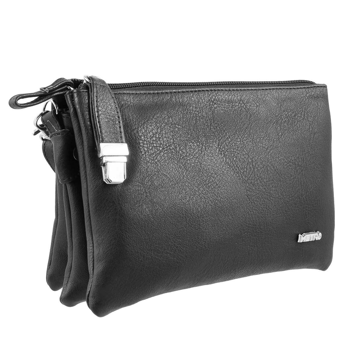 Metro Womens Synthetic Black Zip Top Sling (One Size)