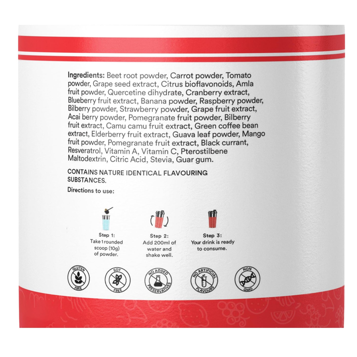 INLIFE Super Reds Powder | Antioxidant-Rich Superfood Supplement Drink Mix | 20 Super Fruits, Beets & Berries 200g (Super Reds)