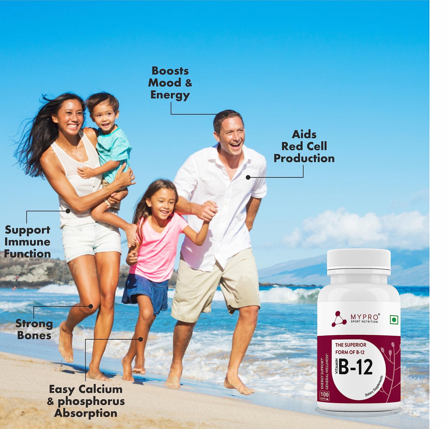 Mypro Sport Nutrition Vitamin B12 Veg Capsules - 100 Veg Capsules For M- image 5