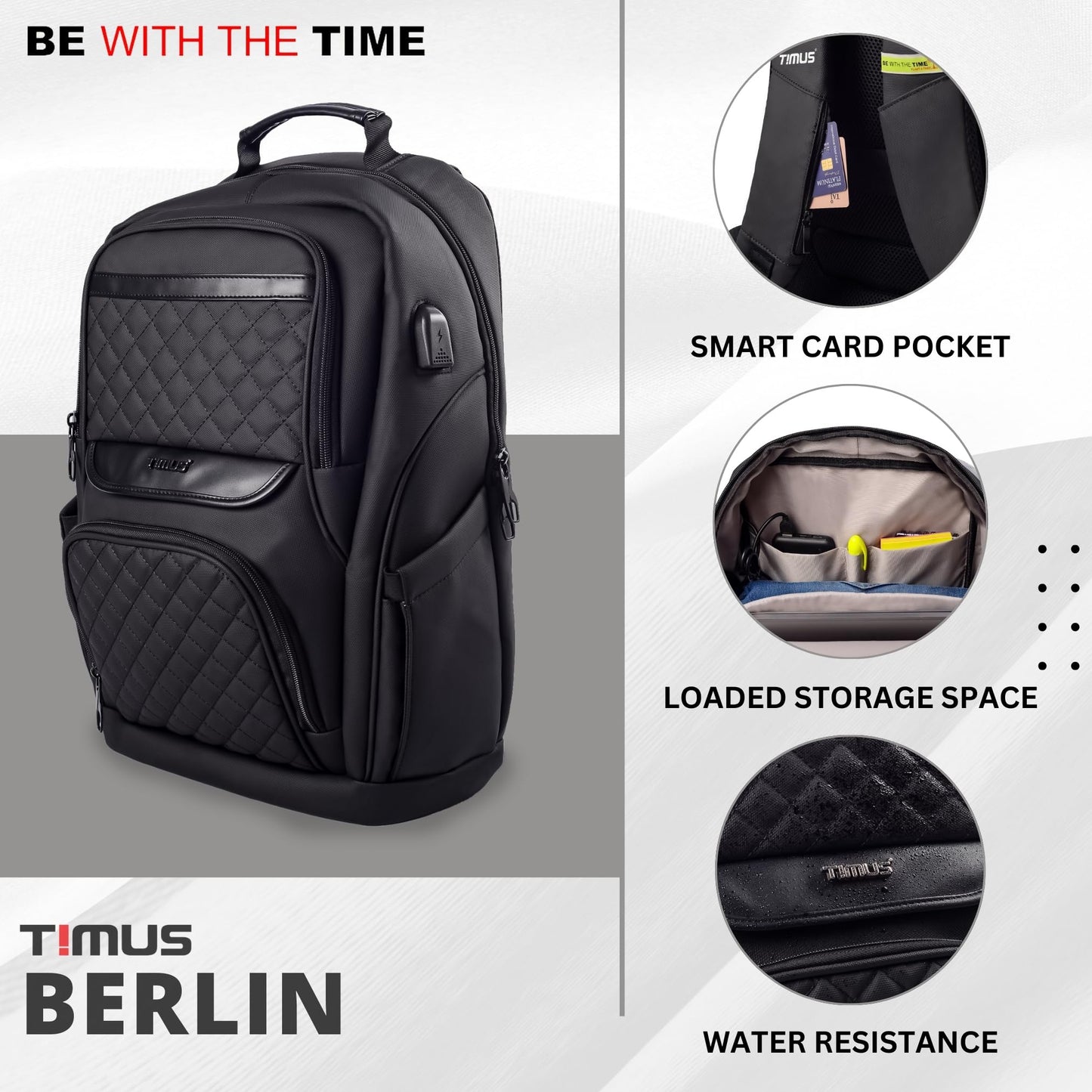 Timus Berlin Black Professional Laptop Bag for Men & Women 23 L with 15- image 9