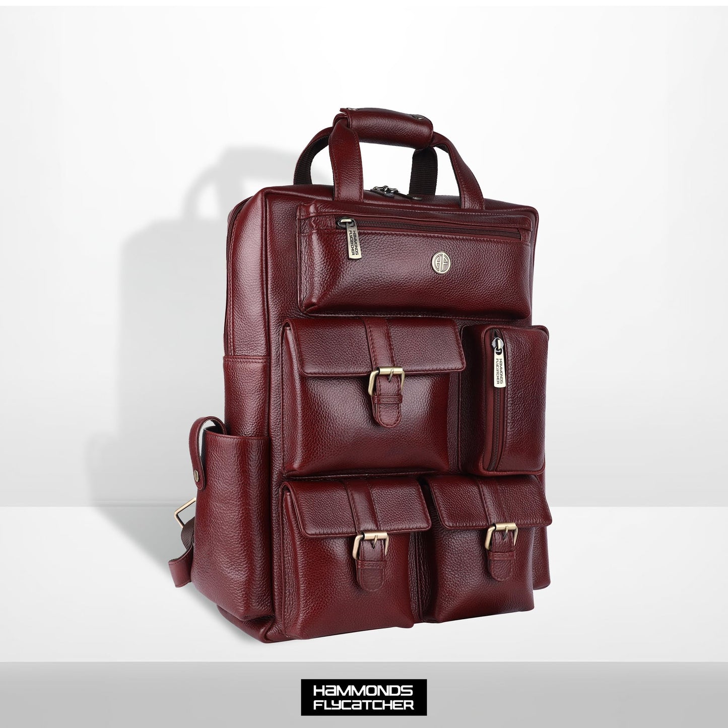 HAMMONDS FLYCATCHER Genuine Leather Executive Backpack-Premium Brown Laptop Bag 3 Compartments, Trolley Straps, Adjustable Shoulder Straps-Perfect For Professionals & Students, 35 Liters