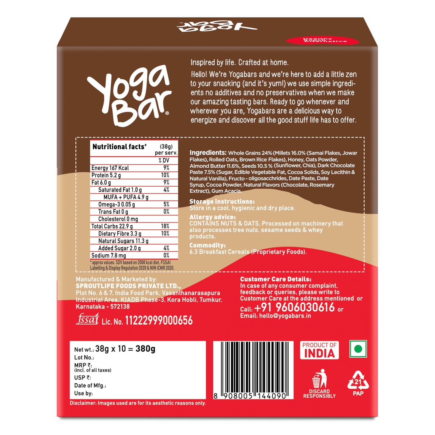 Yogabar Chocolate Chunk Multigrain-Energy Bars - Healthy Diet Snacks wi- image 2