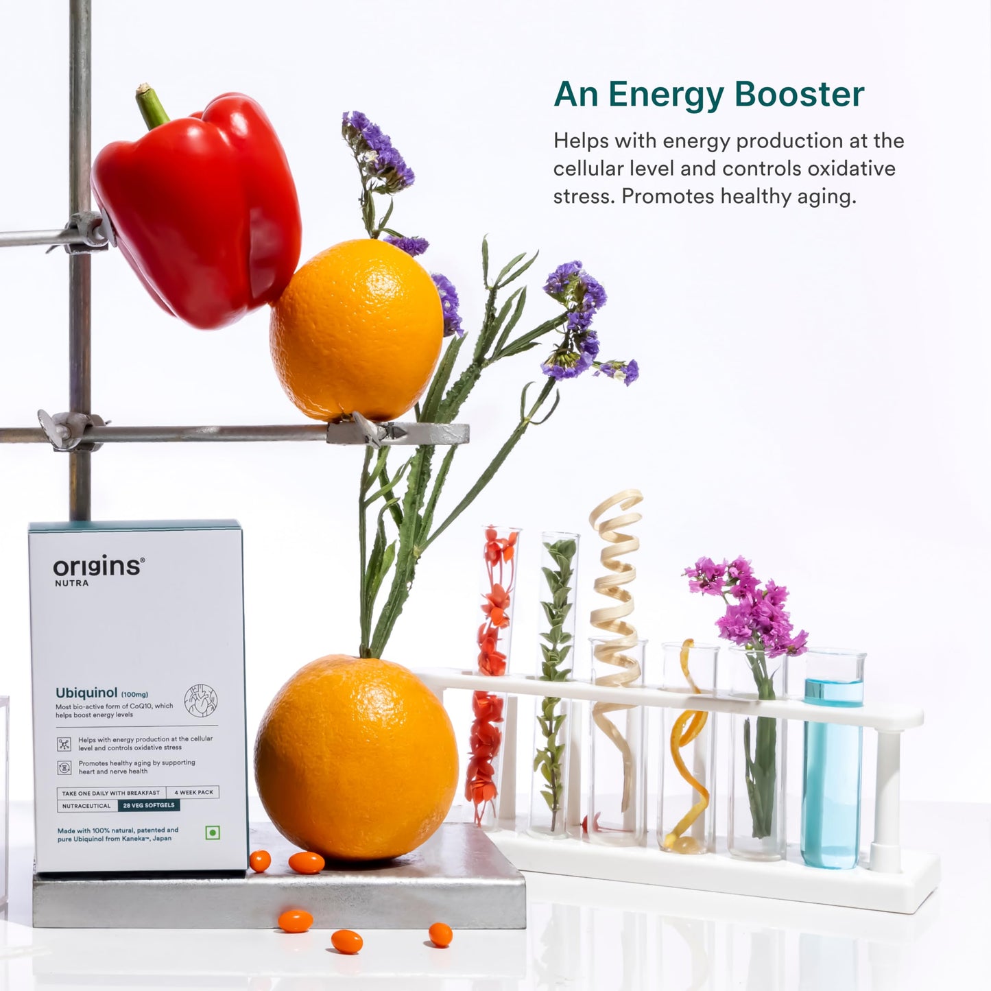 Origins Nutra Kanekaβ’ Ubiquinol 100mg | Boosts Energy, Supports Heart & Cellular Health | Active CoQ10 for Healthy Aging |GMP Certified | 28 Softgels (Pack of 1)