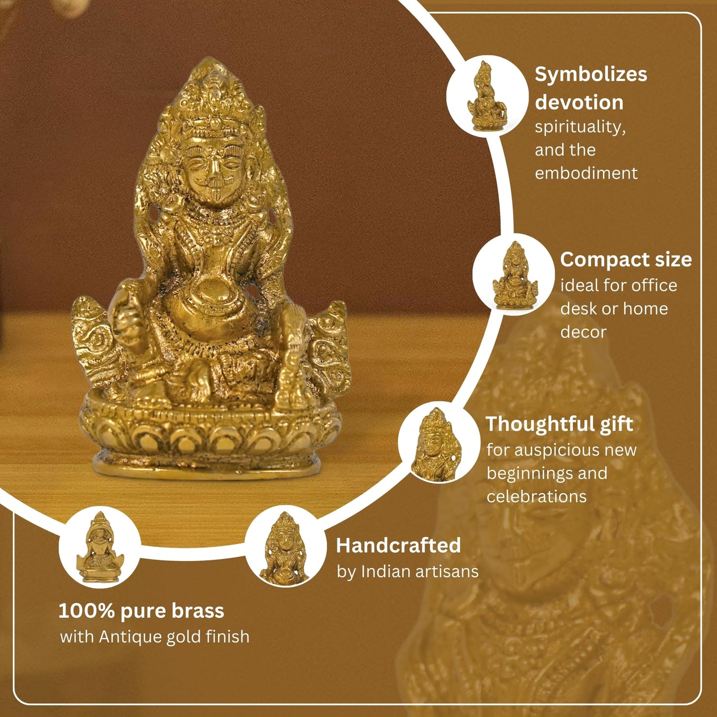 Unique Brass Kuber Maharaj Murti Lord of Wealth Kubera Statue Idol for- image 5