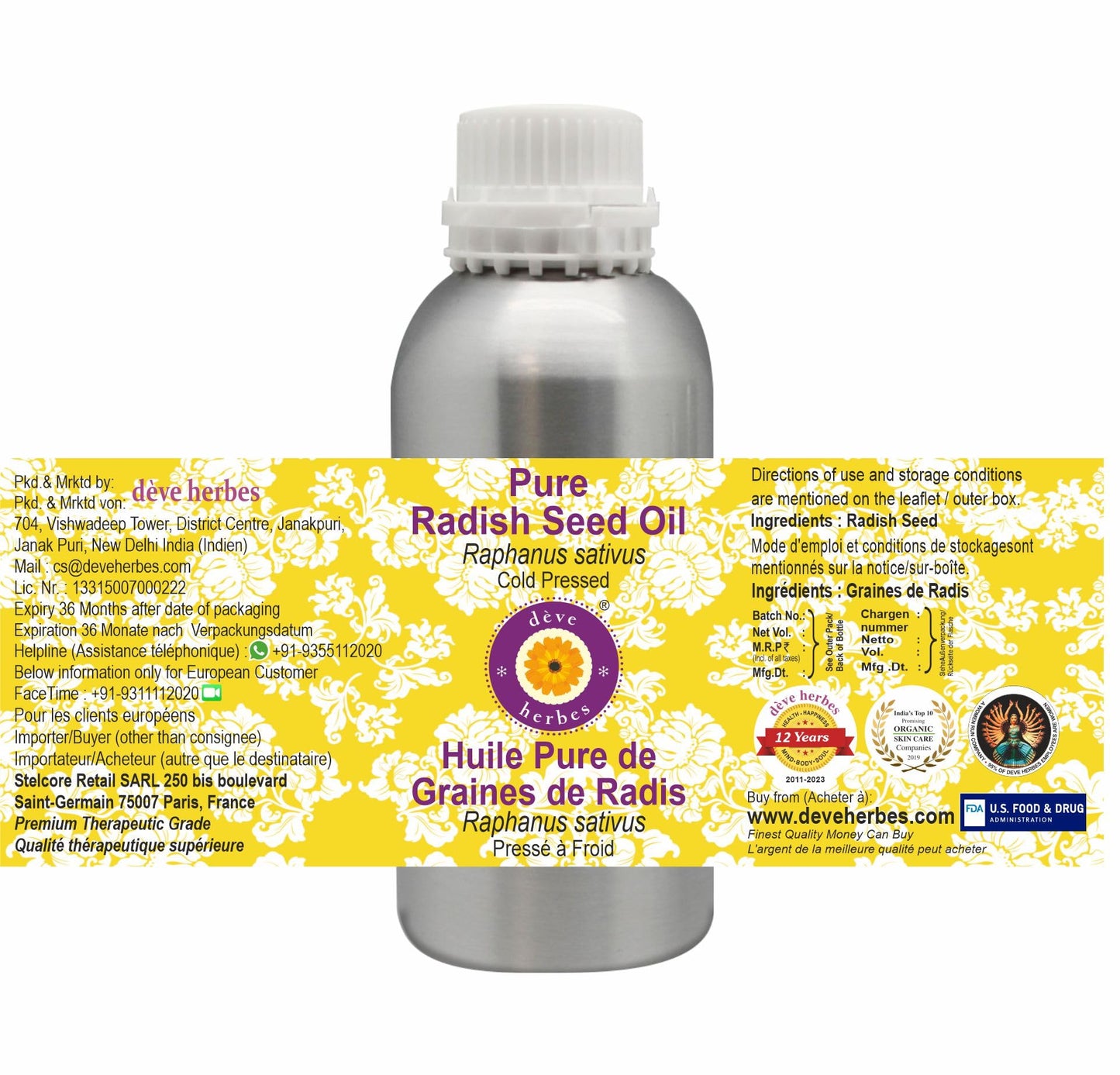 Deve Herbes Pure Radish Seed Oil (Raphanus sativus) Natural Therapeutic- image 7