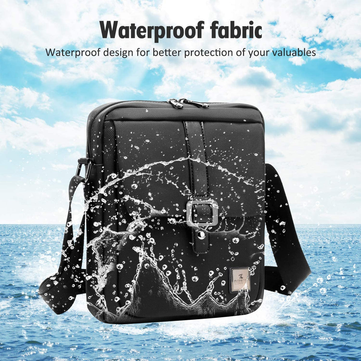 The Clownfish Single Shoulder Unisex Water Resistant Polyester 10.6 inch Tablet Bag Sling Bag with External USB Interface (Grey)