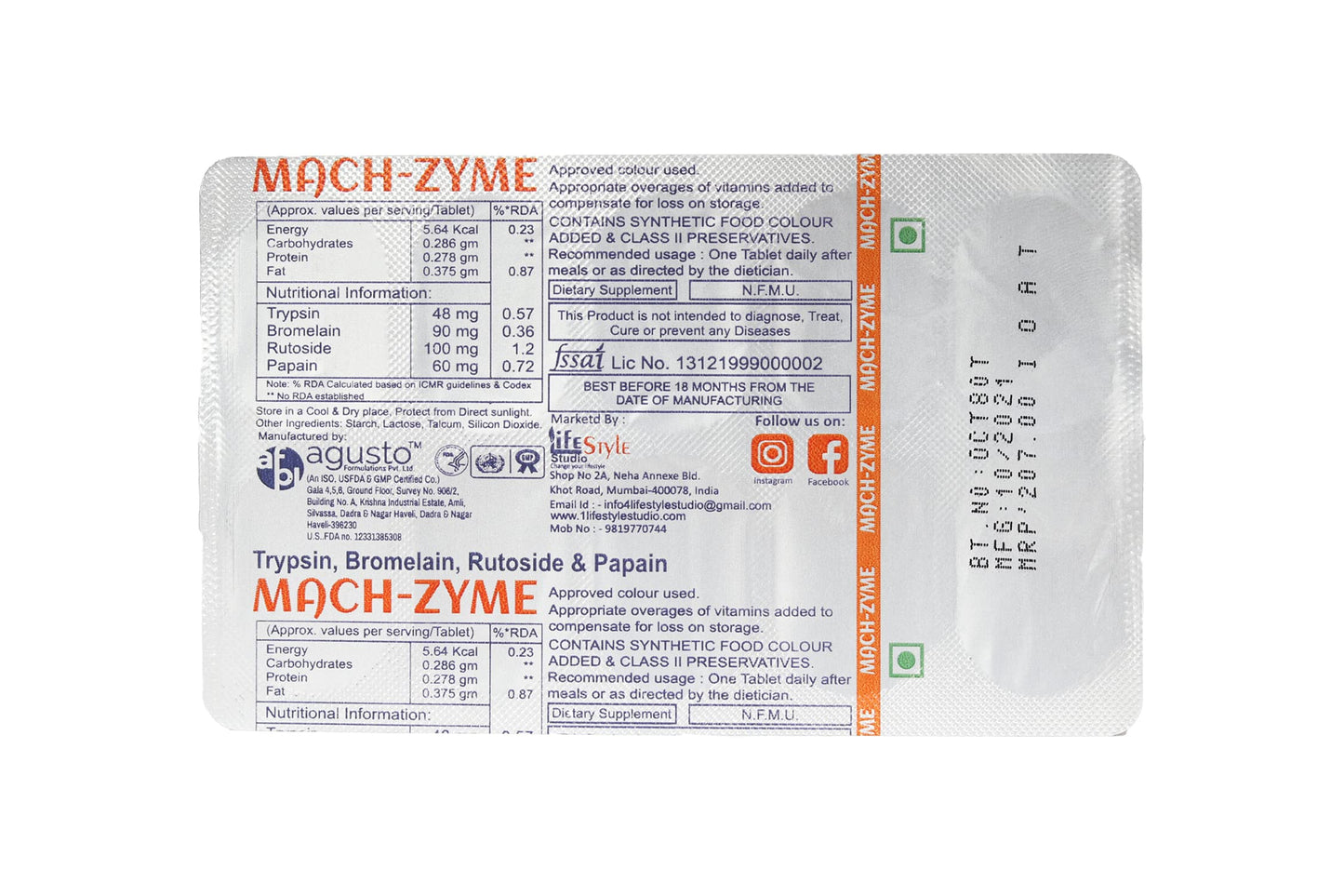 MACH-ZYME Trypsin, Bromelain, Rutoside & Papain Tablets (Pack of 3) - Natural Health Care Supplement