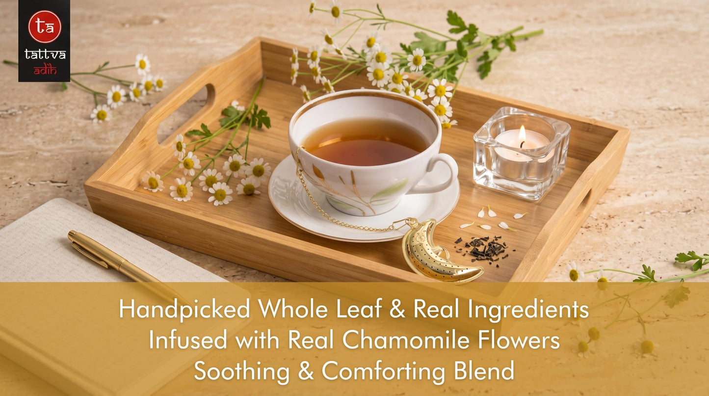 Tattva Adih Chamomile Green Tea | Stress Relief & Good Sleep I Whole Leaf Green Tea & Pure Flower Buds of Chamomile|Loose Leaves (100 grams (Airtight Container))