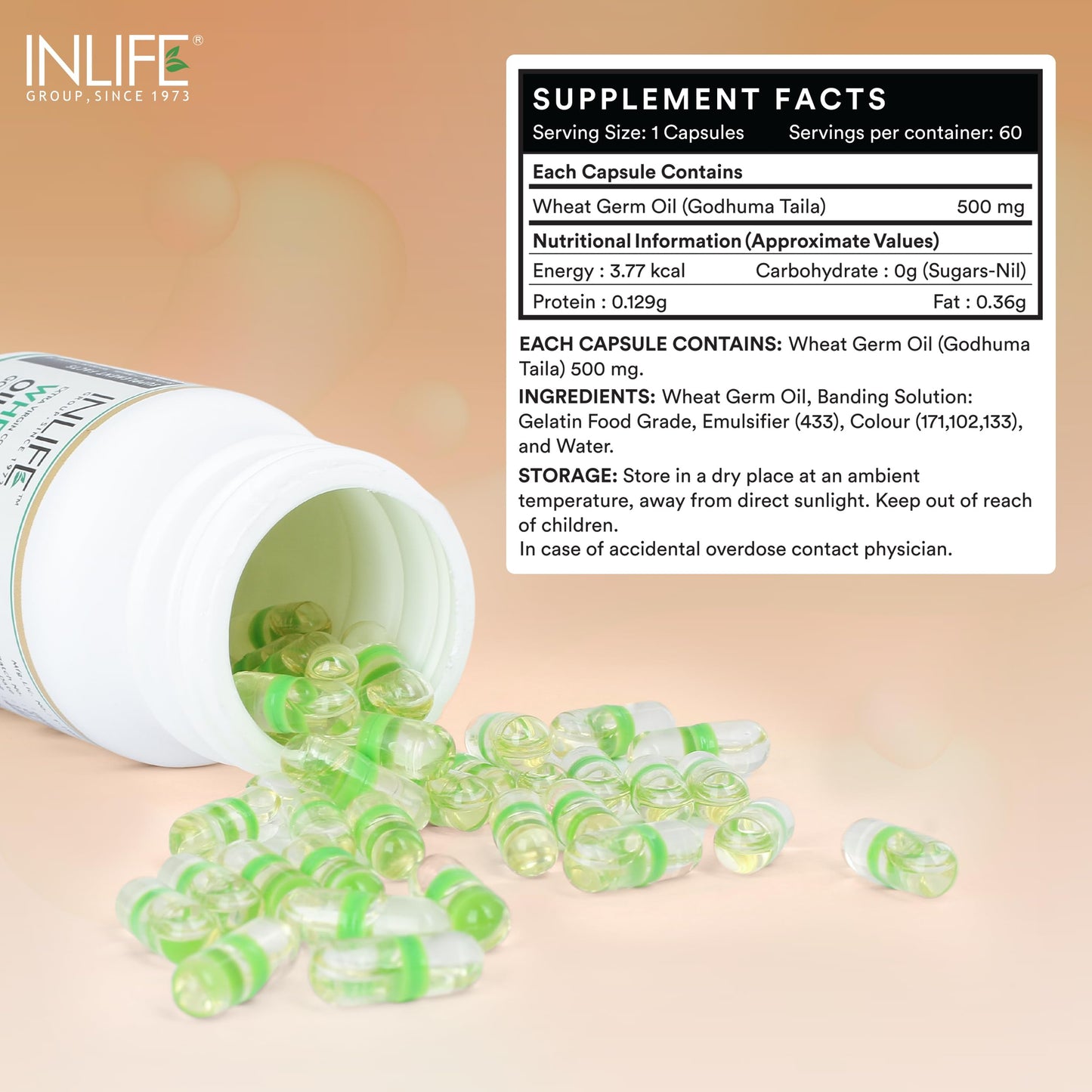 INLIFE Wheat Germ Oil Supplement 500 mg - 60 Capsules- image 9