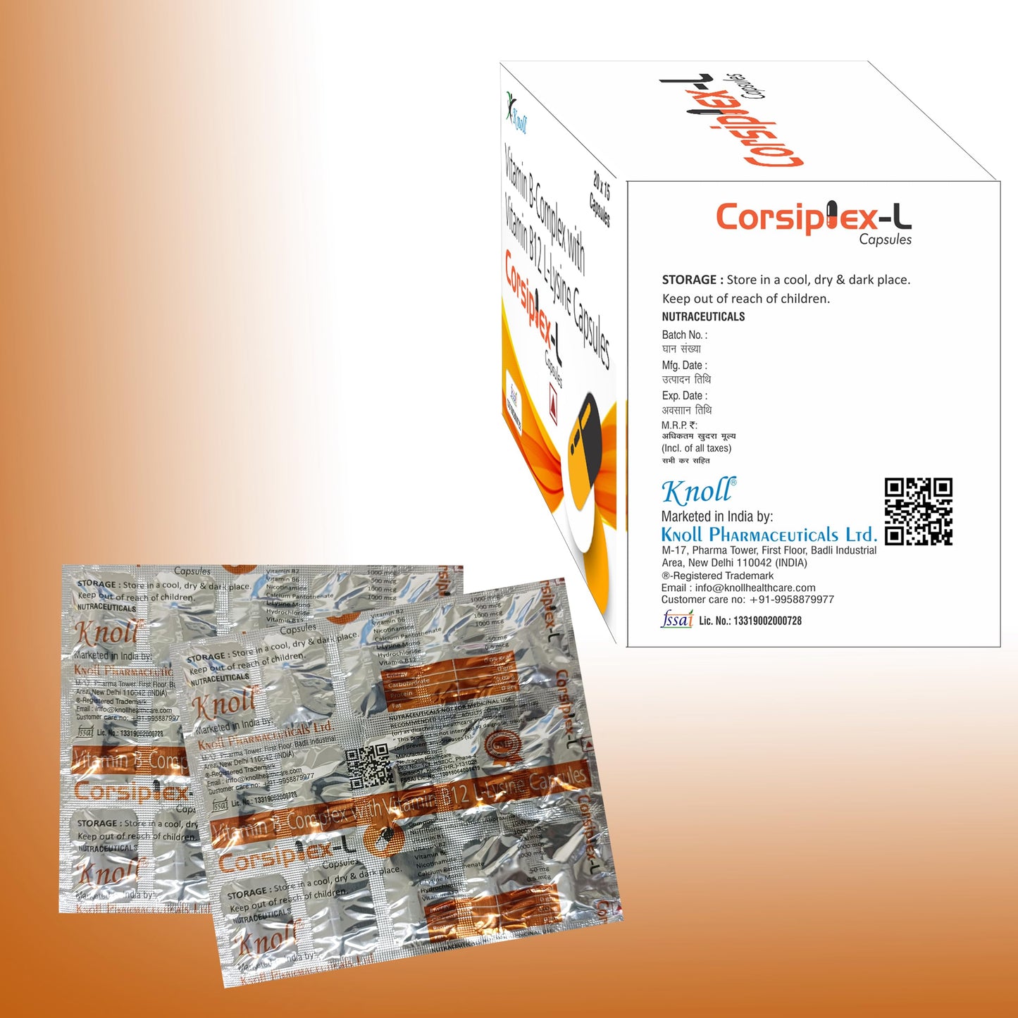 Knoll Healthcare Corsiplex-L Vitamin B-Complex with Vitamin B12 (45 Caps (Pack of 3))