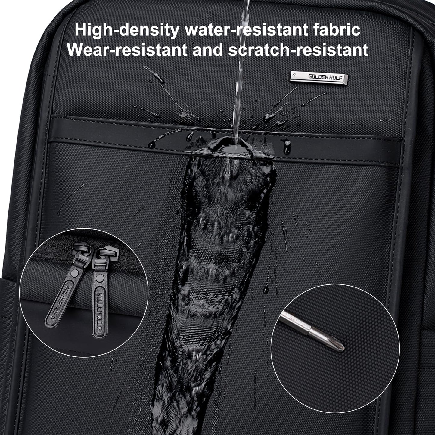 GOLDEN WOLF 25L-30L Expandable Backpack for Men for Office Travel, Black