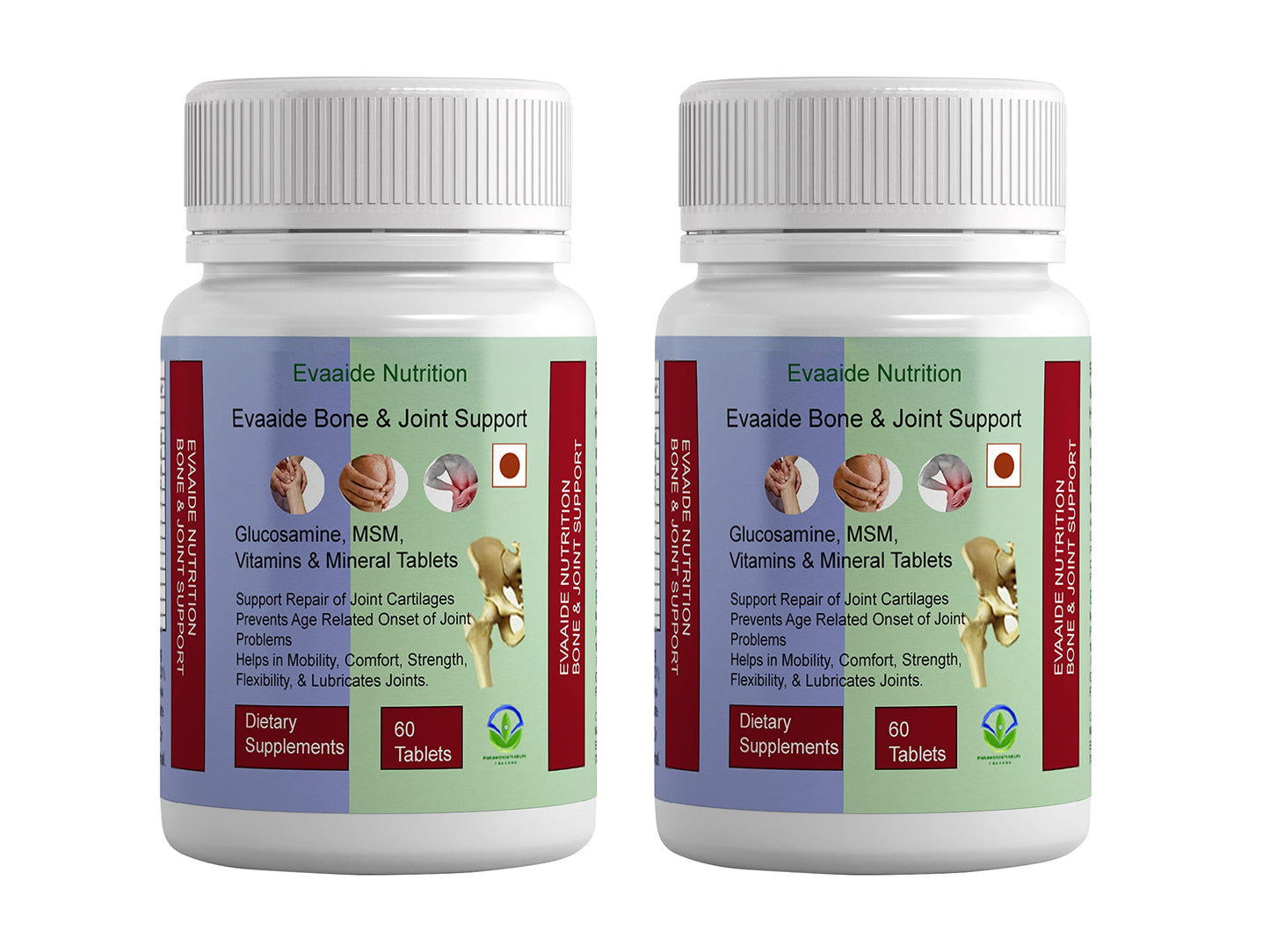EVAAIDE Joint Support Supplement, with Glucosamine, MSM, Vitamin & Minerals, For Joint Strength, Mobility, and Flexibility, 60 Tablets