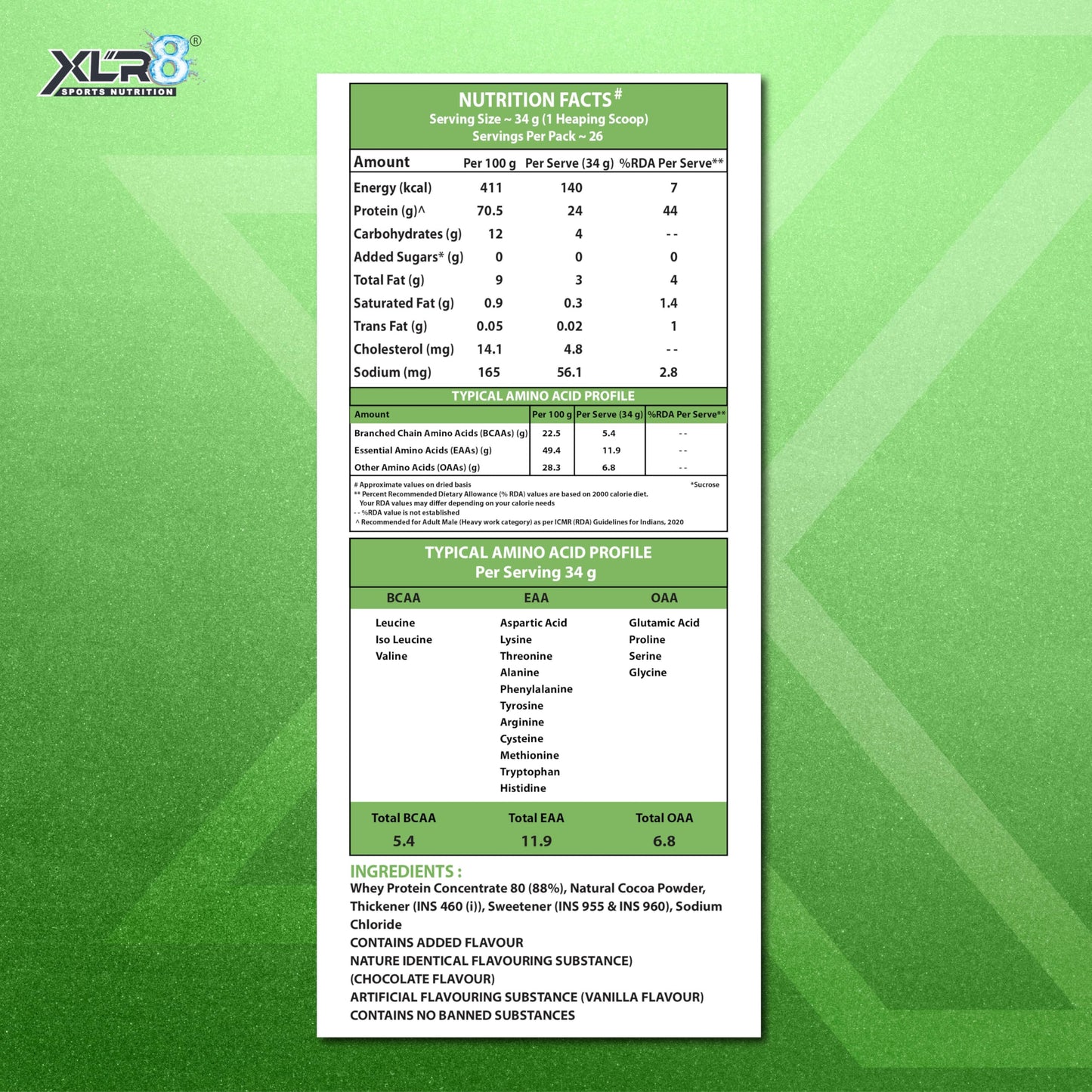 XLR8 Whey Protein Powder with 24 g Protein Content & 5.4 g BCAA (907 g,- image 9