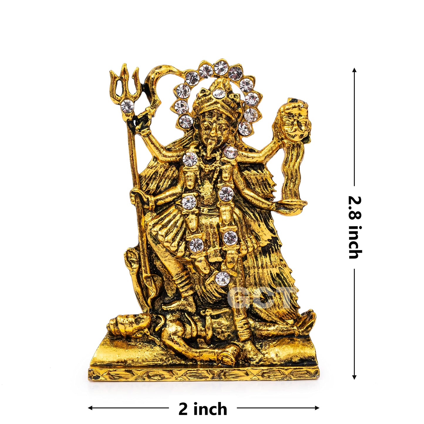 Goddess Kali MATA Idol Maa Kali Murti (B-164) Antique Gold Metal Statue- image 5