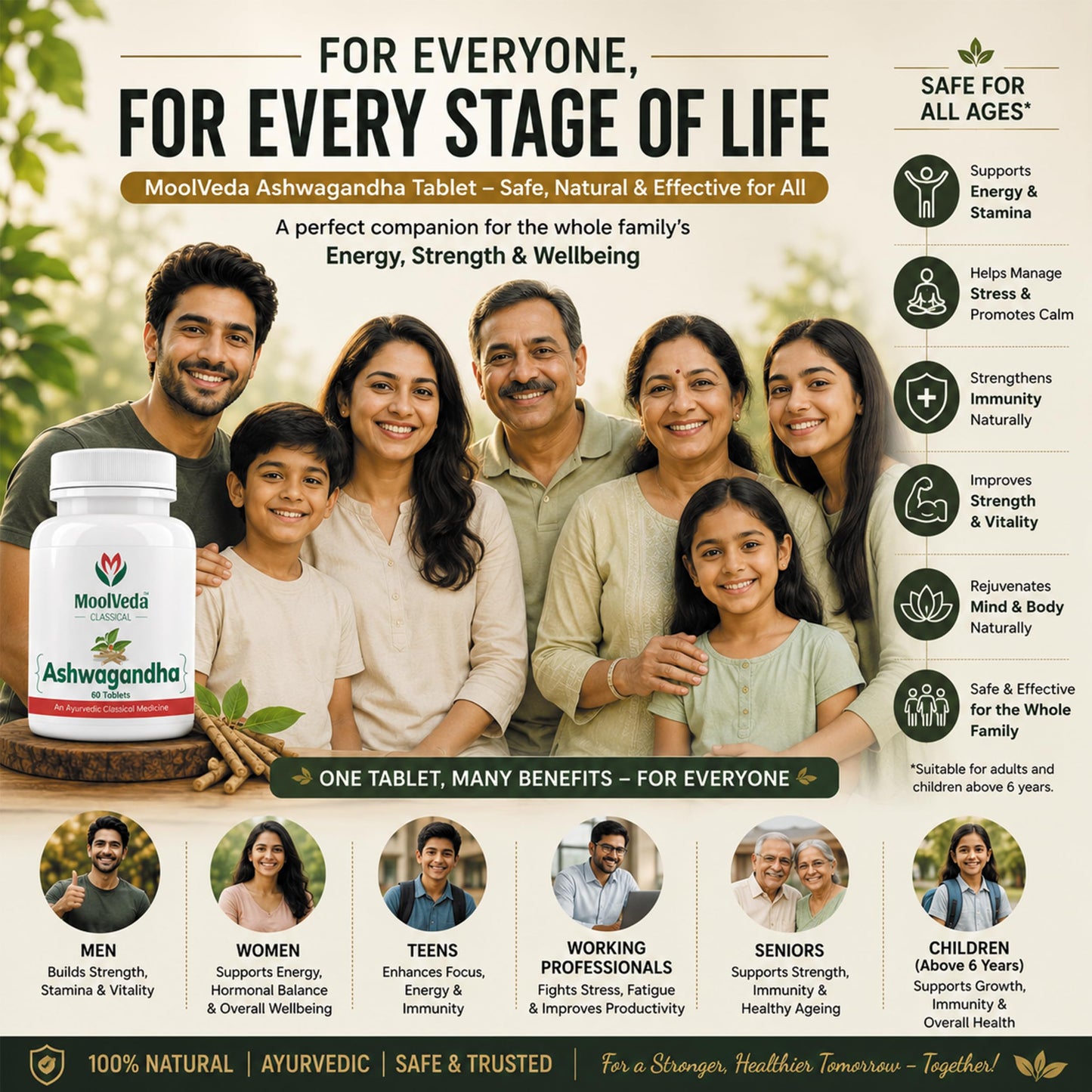 Moolveda Ashwagandha Tablets | Energy, Stress Relief and Immune Support | Improves Strength, Energy & Overall Wellbeing | Rejuvenates Mind & Body | 60 Veg Tablets (Pack Of 2)