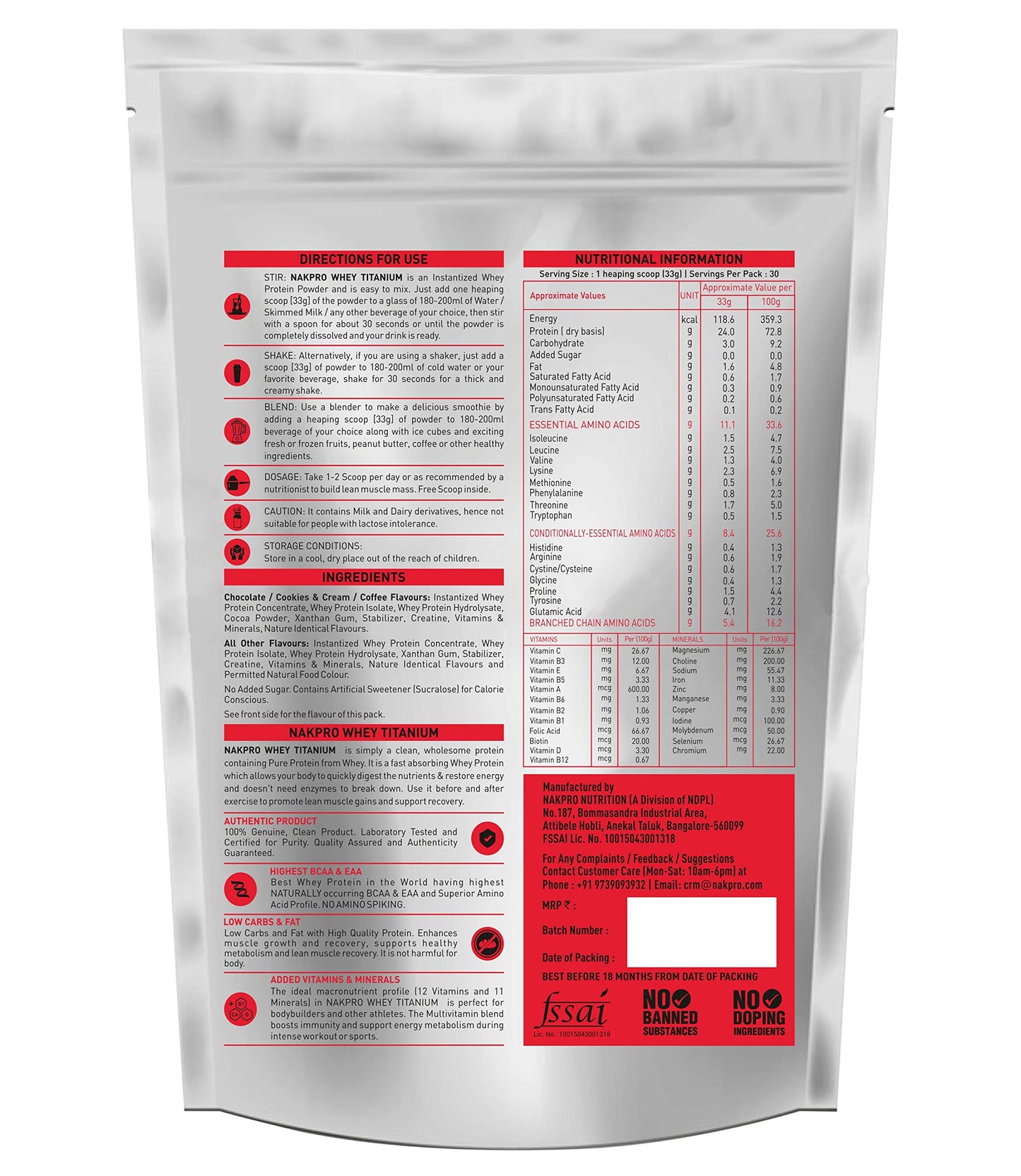 Nakpro Titanium Tri Blend | 24g Protein, 5.4g BCAA | 1 Kg Chocolate Fla- image 5