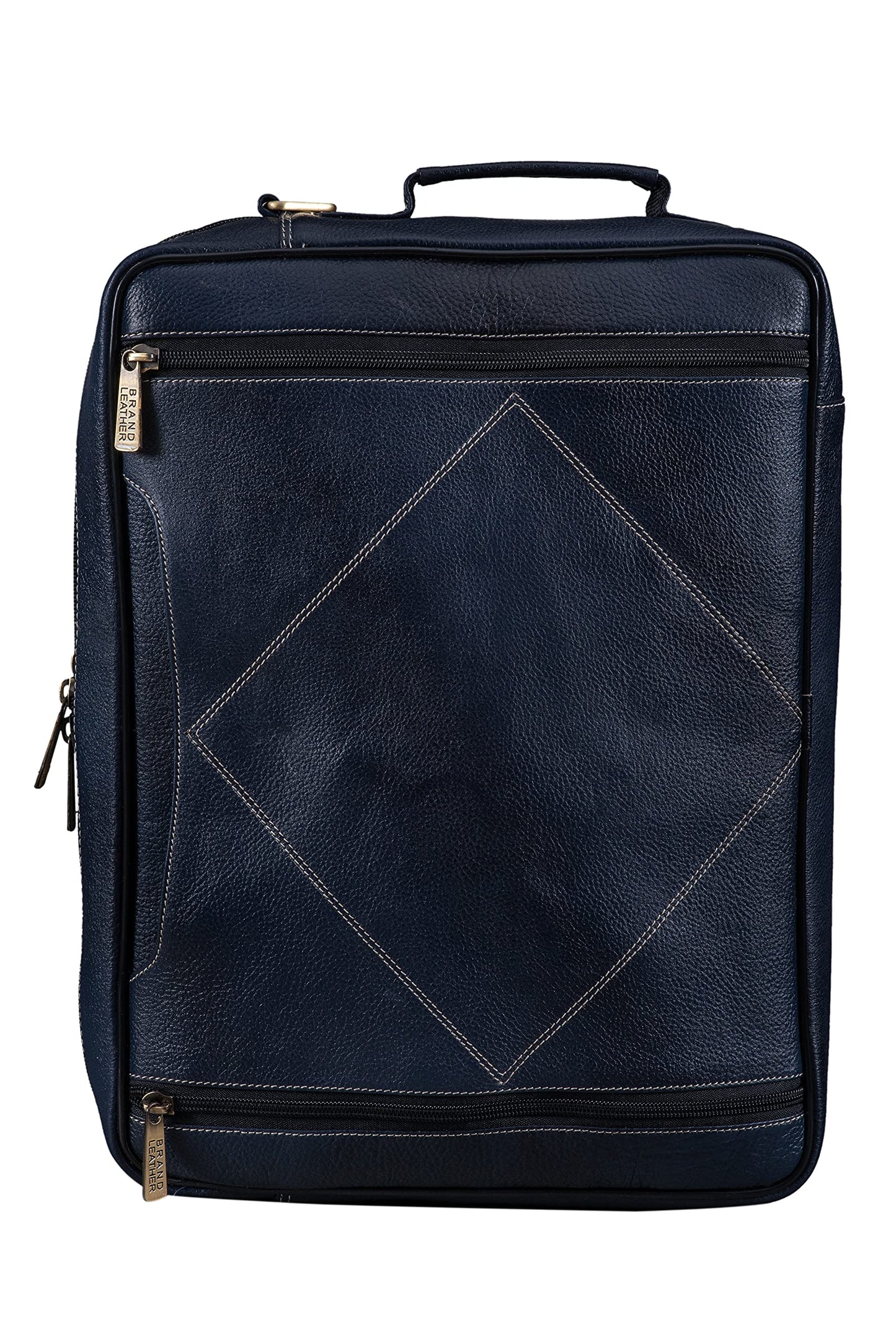 BRAND LEATHER Genuine Leather Convertible Backpack 16" Laptop Messenger- image 8