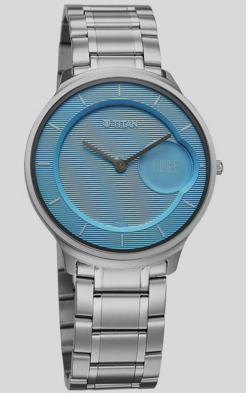 Titan Edge Murals Quartz Analog Blue Dial Stainless Steel Strap Watch For Men