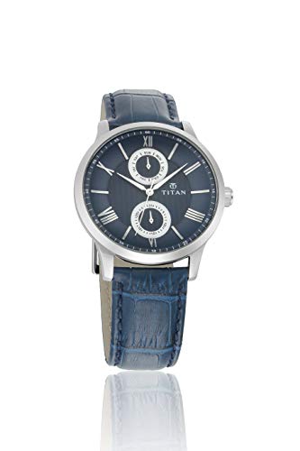 Titan Light Leathers Analog Blue Dial Men's Watch-NM90100SL02 / NL90100SL02/NP90100SL02