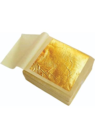 Sgls Gold Leaf 24k Gold Leaves (4 cm. X 4 cm.) 5 Sheets for Cakes Decoration, Sweets, Ayurvedic, Puja, Spa, Food, Art, Facial