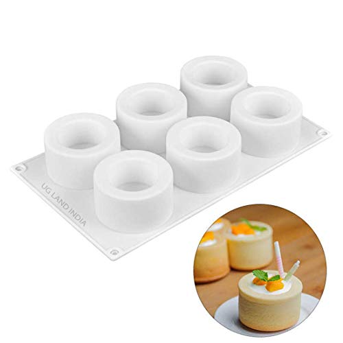 UG LAND INDIA 6 Holes 3D Round Mousse Mold Small Cake Candle Dessert Pudding Cup Silicone Mold
