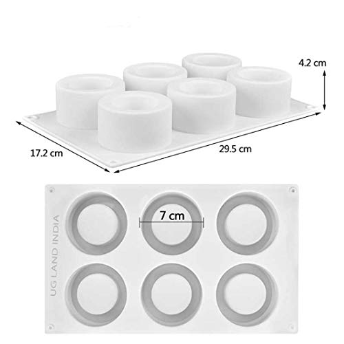 UG LAND INDIA 6 Holes 3D Round Mousse Mold Small Cake Candle Dessert Pudding Cup Silicone Mold