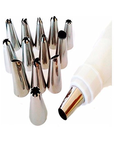 Perfect Pricee 12 Piece Cake Decorating Set Frosting Icing Piping Bag Tips with Steel Nozzles