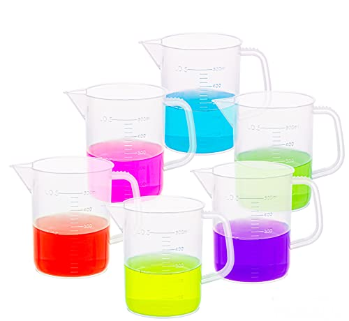 Supertek 500ml Measuring Beaker for Lab, Plastic Measuring Cup for Kitchen Cooking Baking & Measuring Solid and Liquid |Transparent - Pack of 12