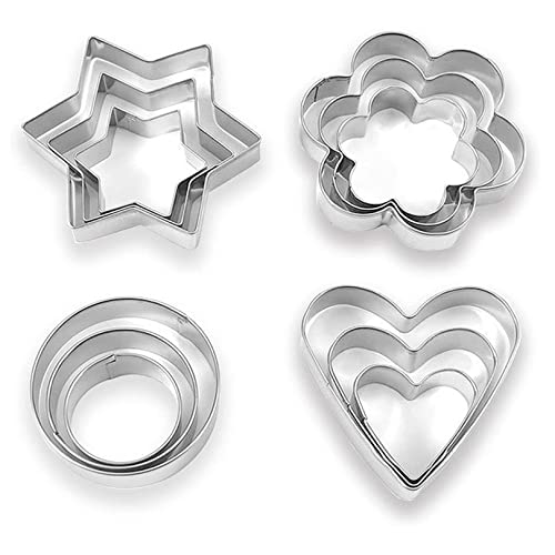 SYGA 12 Pieces Cookie Cutter Stainless Steel Cookie Cutter with Different Shape